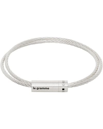 Le Gramme シルバー Le 9g Double Turn Cable ブレスレット - ブラック