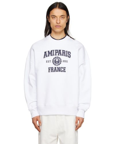 Ami Paris Sweat-shirt oversize en coton à logo - Blanc