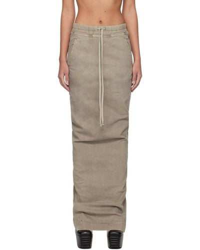 Rick Owens Off-white Pull On Pillar Denim Maxi Skirt - Multicolor