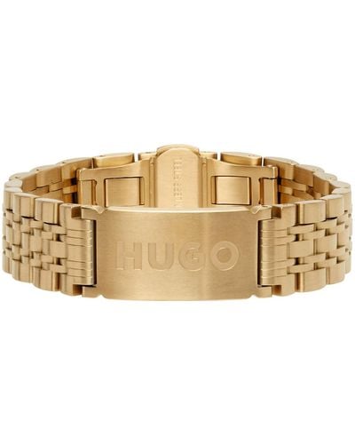 HUGO Engraved Logo Link Cuff Bracelet - Metallic