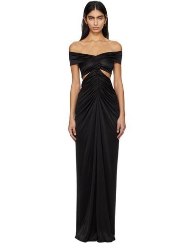 Atlein Ruched Maxi Dress - Black