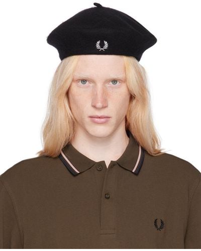 Fred Perry Black Embroidered Beret - Brown