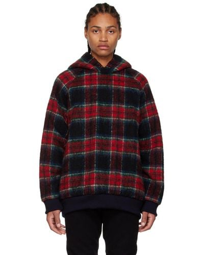 Undercover Check Hoodie - Red