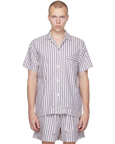 Tekla Chemise de pyjama blanche à rayures - Multicolore