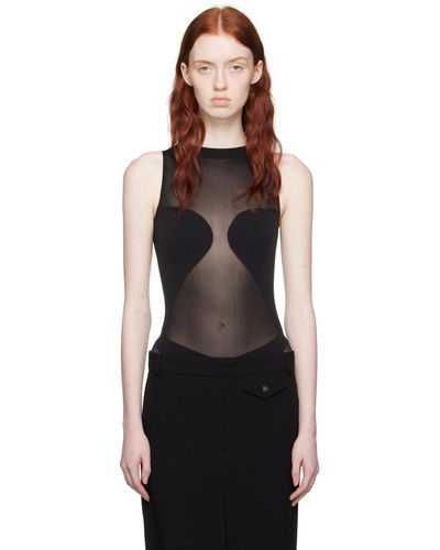 WOLFORD Henley ribbed stretch-modal thong bodysuit