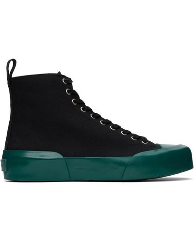 Jil Sander Black & Green High-top Sneakers