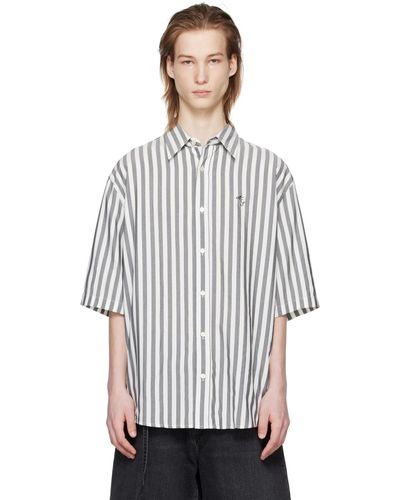 Acne Studios Black Stripe Shirt - White