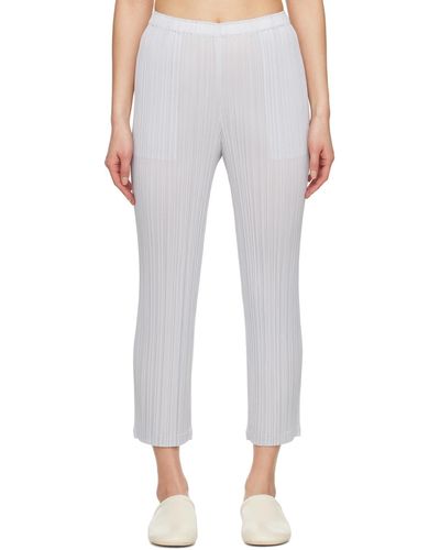 Pleats Please Issey Miyake Pantalon monthly colors january gris - Blanc
