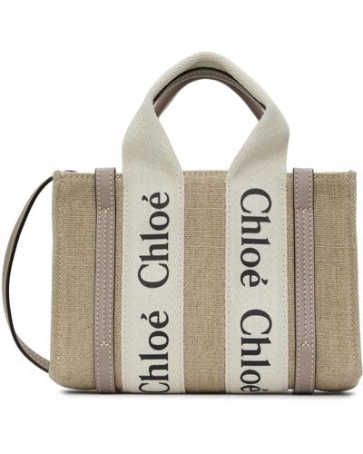 Chloé Beige Mini Woody Bag - Metallic