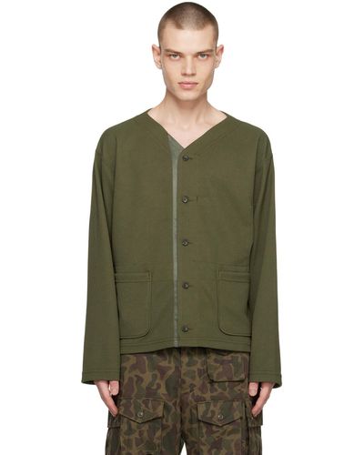 Engineered Garments Khaki Concealed Trim Cardigan - Green