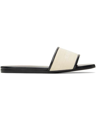 Givenchy Logo Canvas And Leather Sliders - Natural
