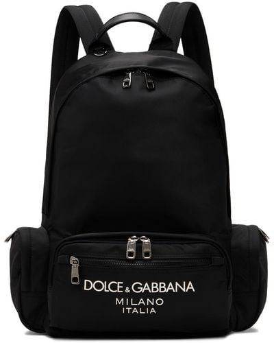 Dolce & Gabbana Dolce&gabbana Black Nylon Rubberized Logo Backpack
