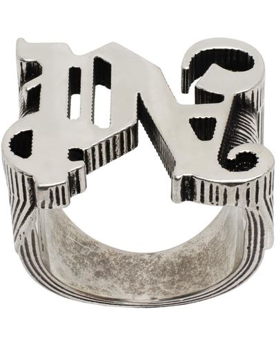 Palm Angels Silver 'pa' Monogram Ring - Metallic
