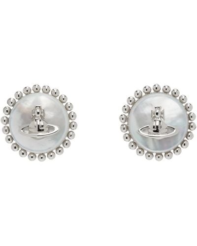 Vivienne Westwood Silver & White Neyla Earrings - Black