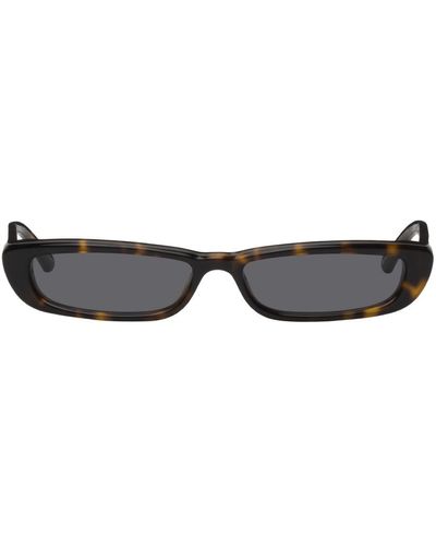 The Attico Tortoiseshell Linda Farrow Edition Thea Sunglasses - Black