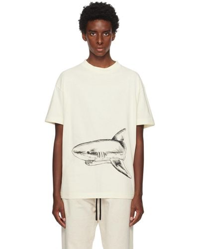 Palm Angels Off-white Broken Shark Classic T-shirt - Natural
