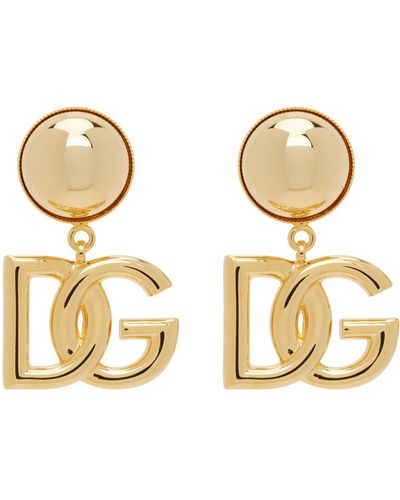 Boucles D'oreilles Longues Dolce & Gabbana Cœur Rouge émail Fleur De Lys - Occasion