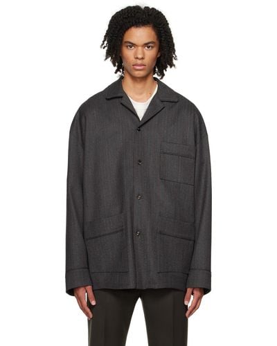 Bottega Veneta Grey Chevron Jacket - Black