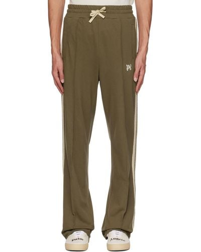 Palm Angels Taupe Monogram Track Trousers - Green