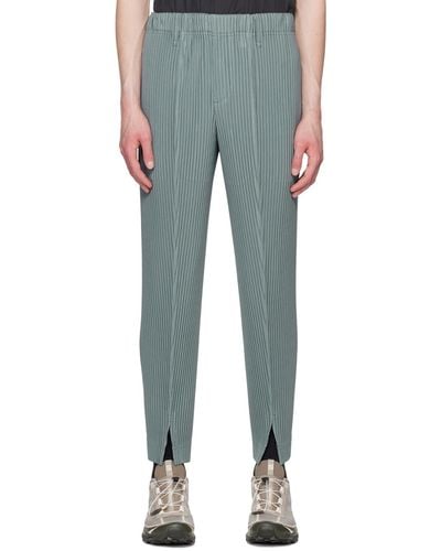 Homme Plissé Issey Miyake Homme Plissé Issey Miyake Green Tailored Pleats 2 Trousers - Blue