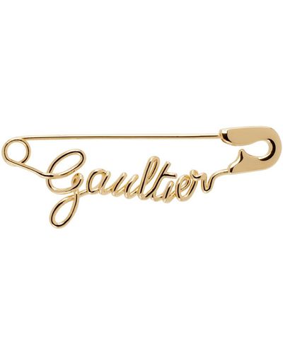Jean Paul Gaultier Boucle d'oreille unique 'the gaultier safety pin' dorée - Noir