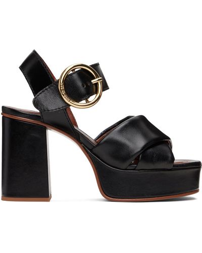 See By Chloé Black Lyna Heeled Sandals
