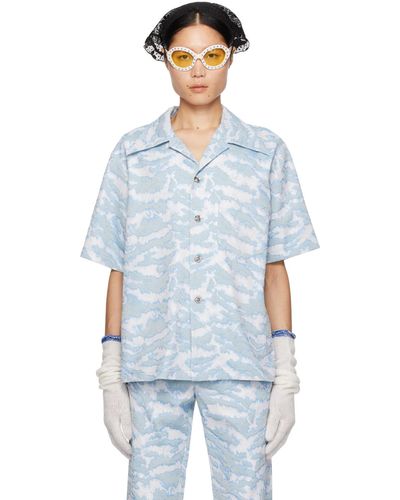 Anna Sui Chemise bleu et blanc exclusive à ssense