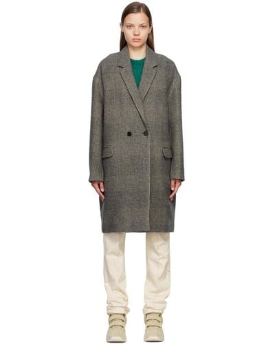 Isabel Marant Grey Limiza Coat - Black