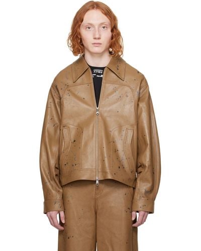 Adererror Tan Nord Leather Jacket - Brown