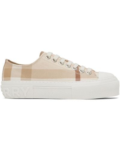 Burberry Jack Vintage-check Cotton-leather Low-top Trainers - Natural