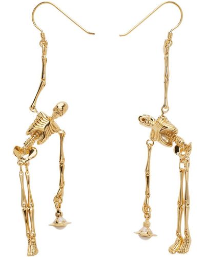 Vivienne Westwood Gold Skeleton Earrings - Metallic