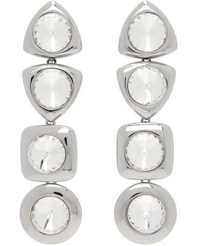 Area Crystal Drop Earrings - White