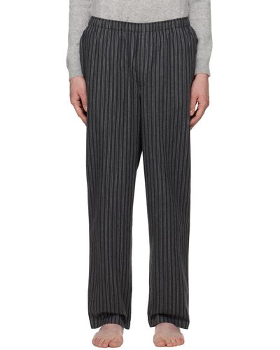 Sunspel Pantalon de pyjama gris à rayures - Noir
