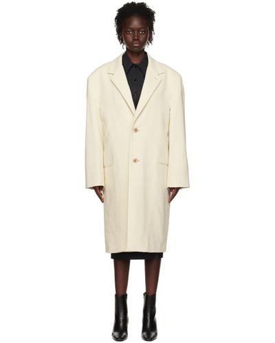 Lemaire Off-white Chesterfield Coat - Black