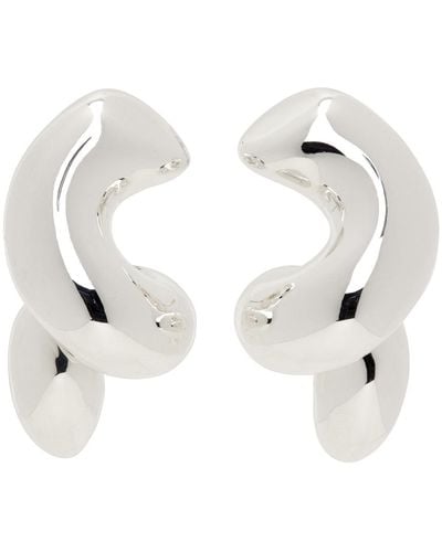 Bottega Veneta Silver Twist Earrings - White