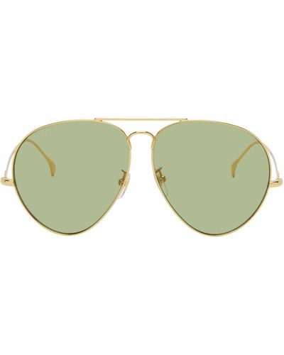 Gucci Lunettes de soleil aviateur dorées - Vert