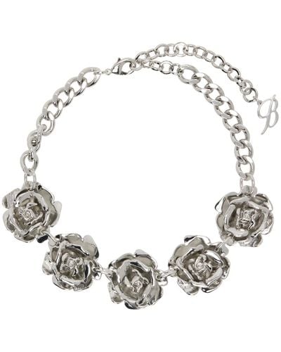 Blumarine Silver Roses Choker - Metallic