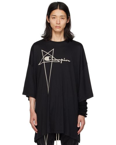 Rick Owens T-shirt tommy noir édition champion