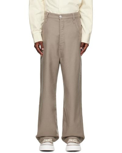 Ami Paris Taupe baggy Fit Trousers - Natural