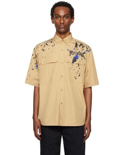 Moschino Beige Painted Effect Shirt - Natural