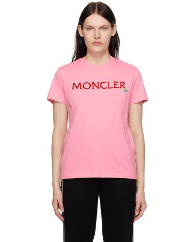 Moncler Pink Embroidered T-shirt