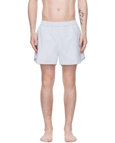 Acne Studios Blue Embroidered Swim Shorts - White