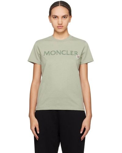 Moncler Green Embroidered T-shirt - Black