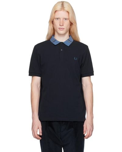 Fred Perry F Perry ネイビー グラフィック ポロシャツ - ブラック