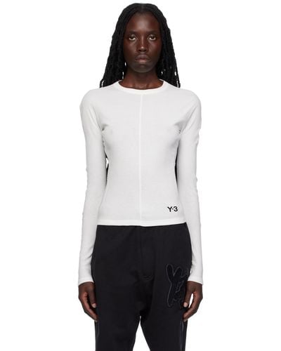 Y-3 White Fitted Long Sleeve T-shirt - Black
