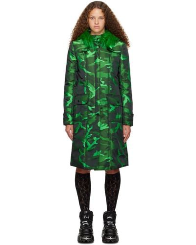 Anna Sui Manteau vert à motif camouflage