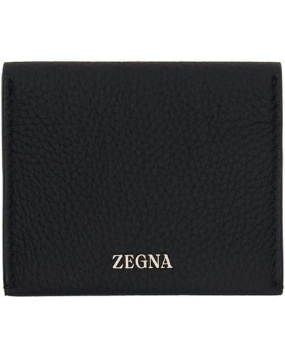 Zegna Porte-cartes pliable noir en cuir