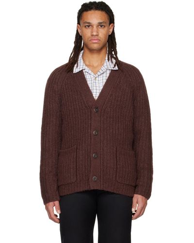 Vince Burgundy Y-Neck Cardigan - Brown