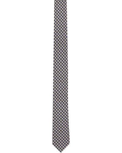 BOSS Cravate bleu marine en pied-de-poule - Noir