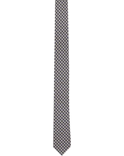 BOSS Navy Houndstooth Tie - Black